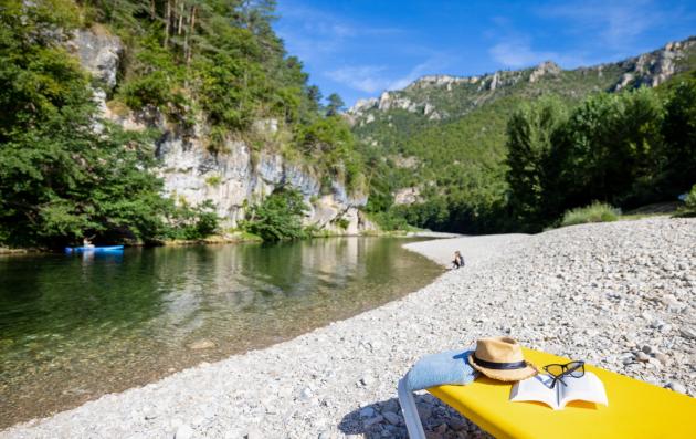 transats plage camping la blaquiere gorges du tarn lozere occitanie